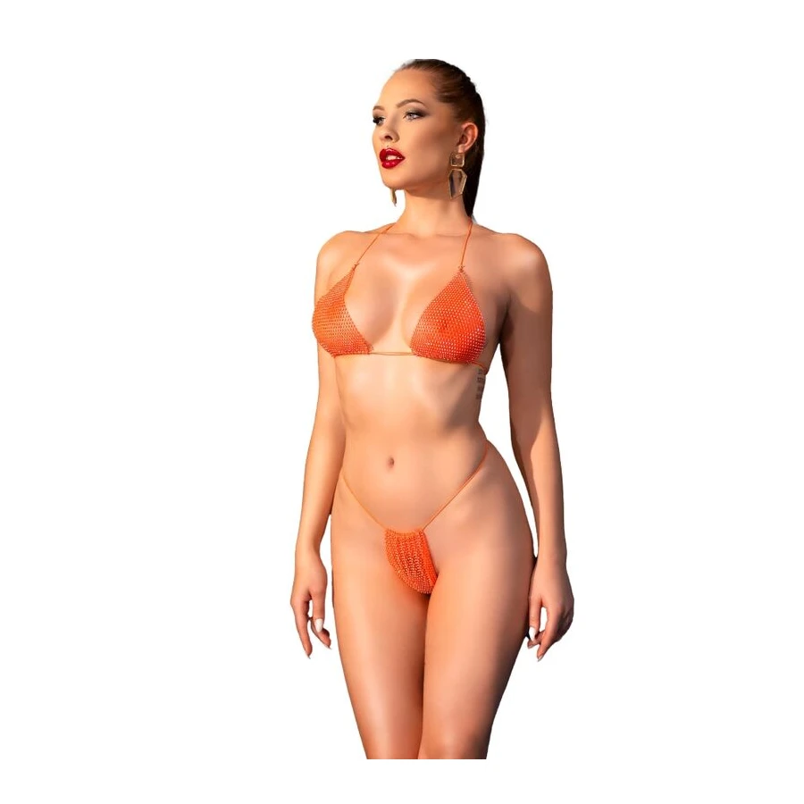 CHILIROSE - CR 4898 BIKINI ARANCIO STRASS TAGLIA UNICA